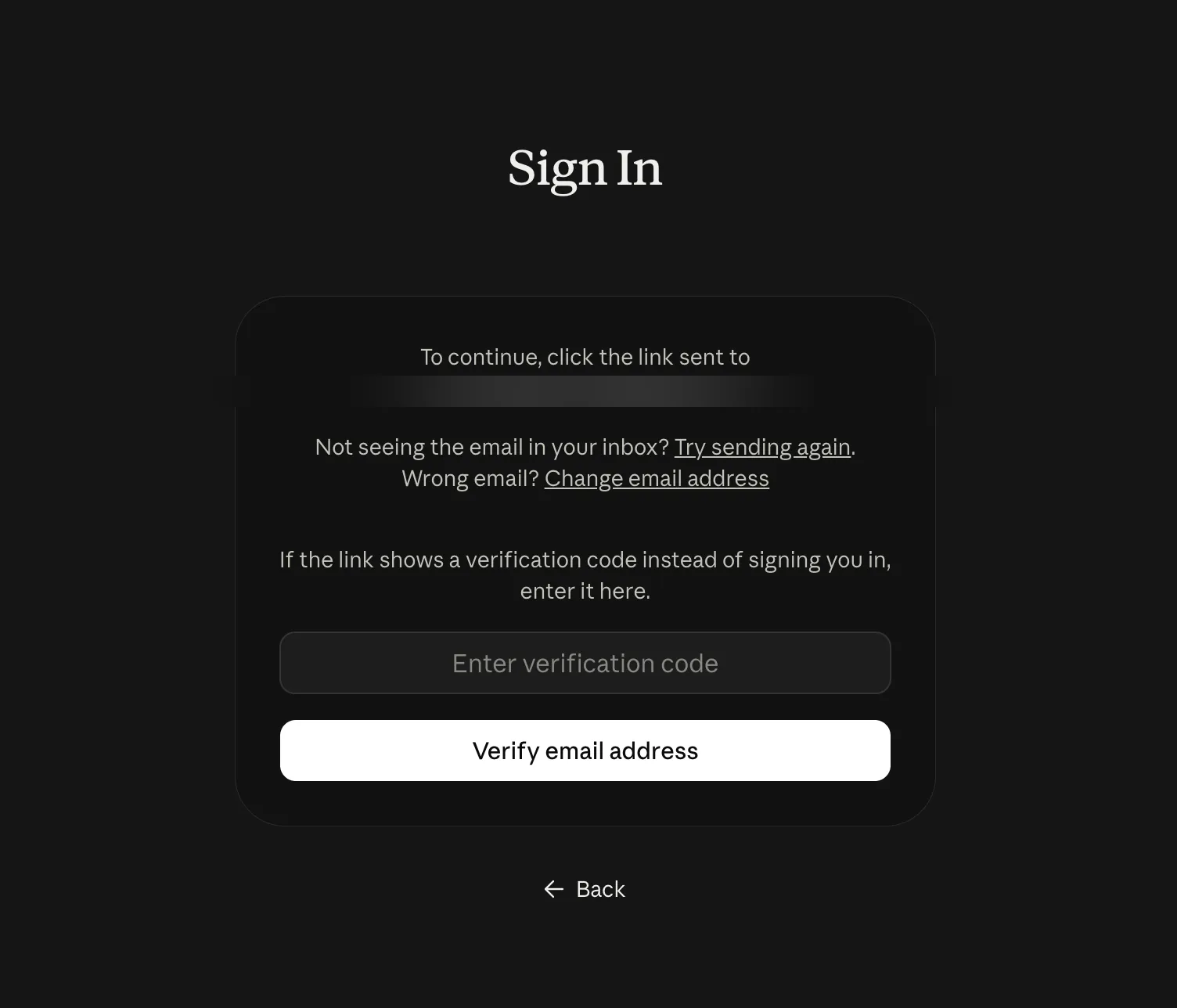 Sign-in page asking the user to check their inbox for a magic link