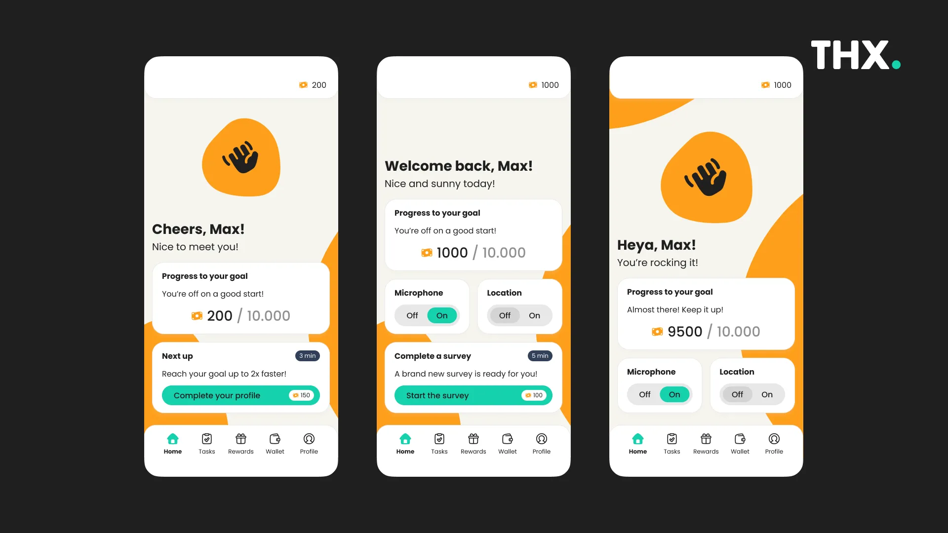 Dashboard variations based on profile completion