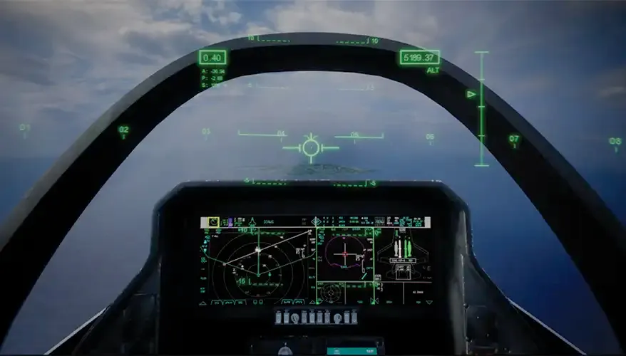 F-35 fighter jet cockpit with touchscreen interface