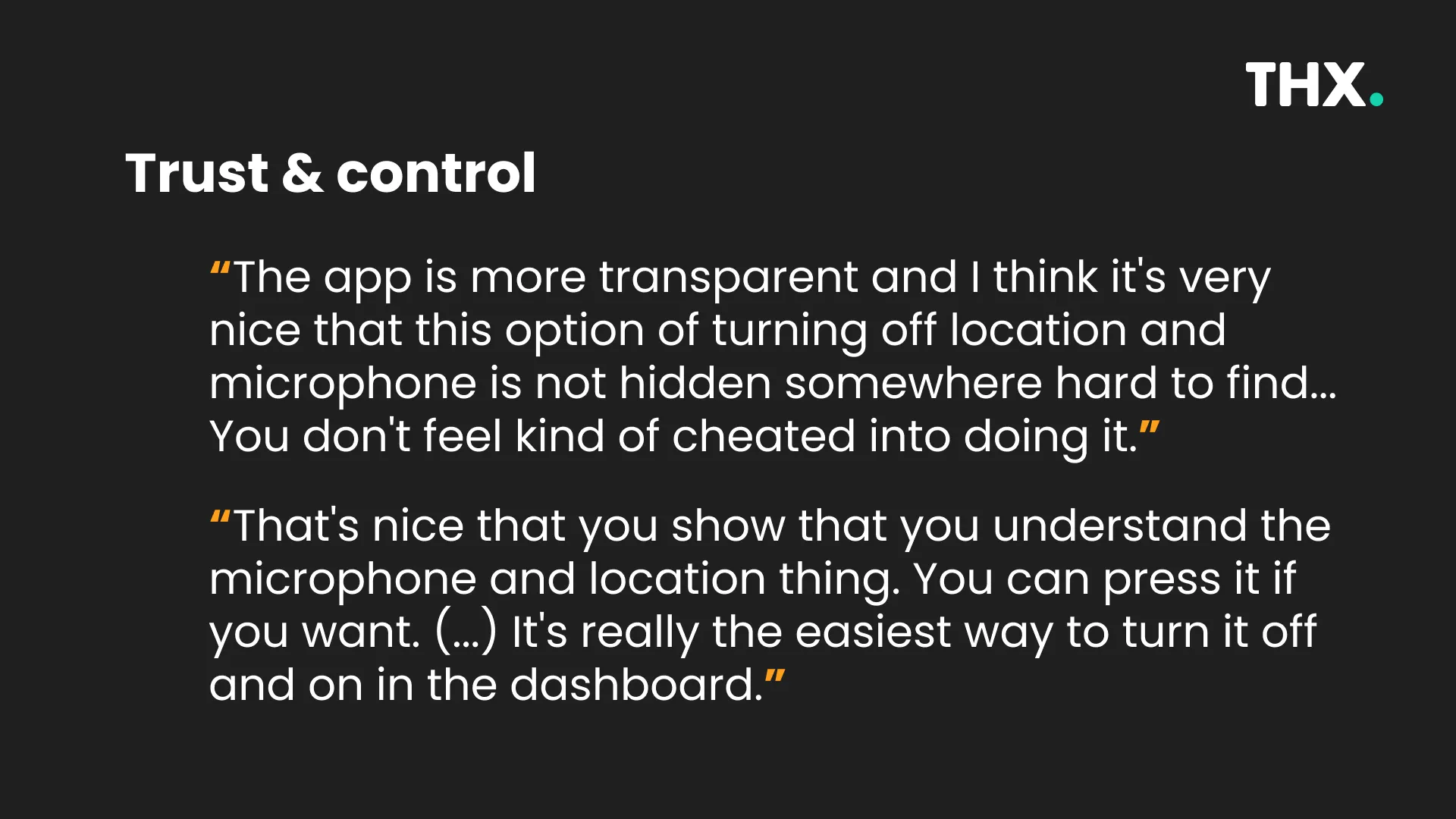 User testing feedback and results