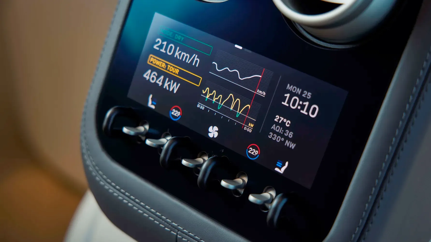 Ferrari Luce interior with screen and physical controls