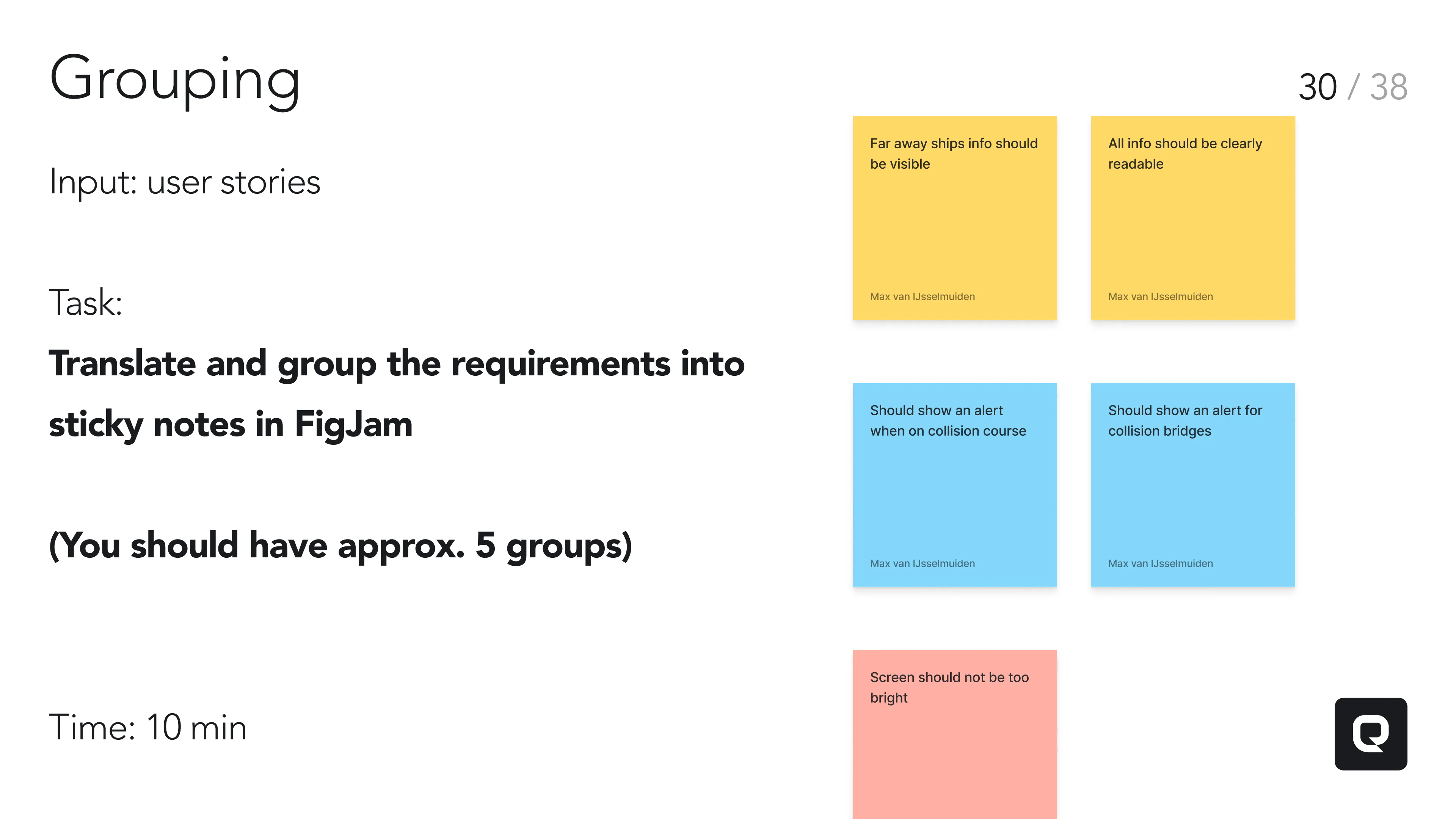 FigJam sticky note grouping exercise