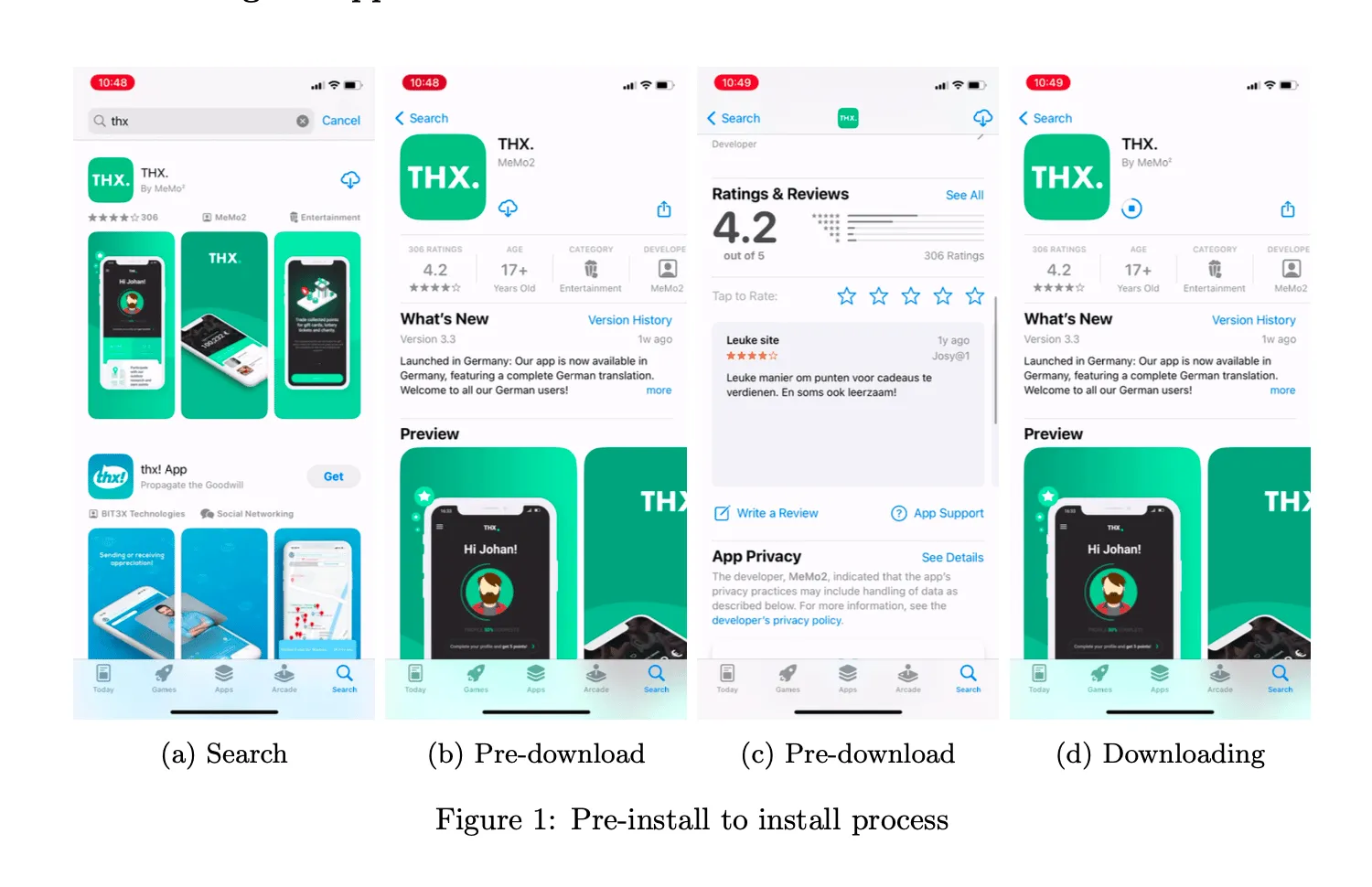 In-store app presentation analysis