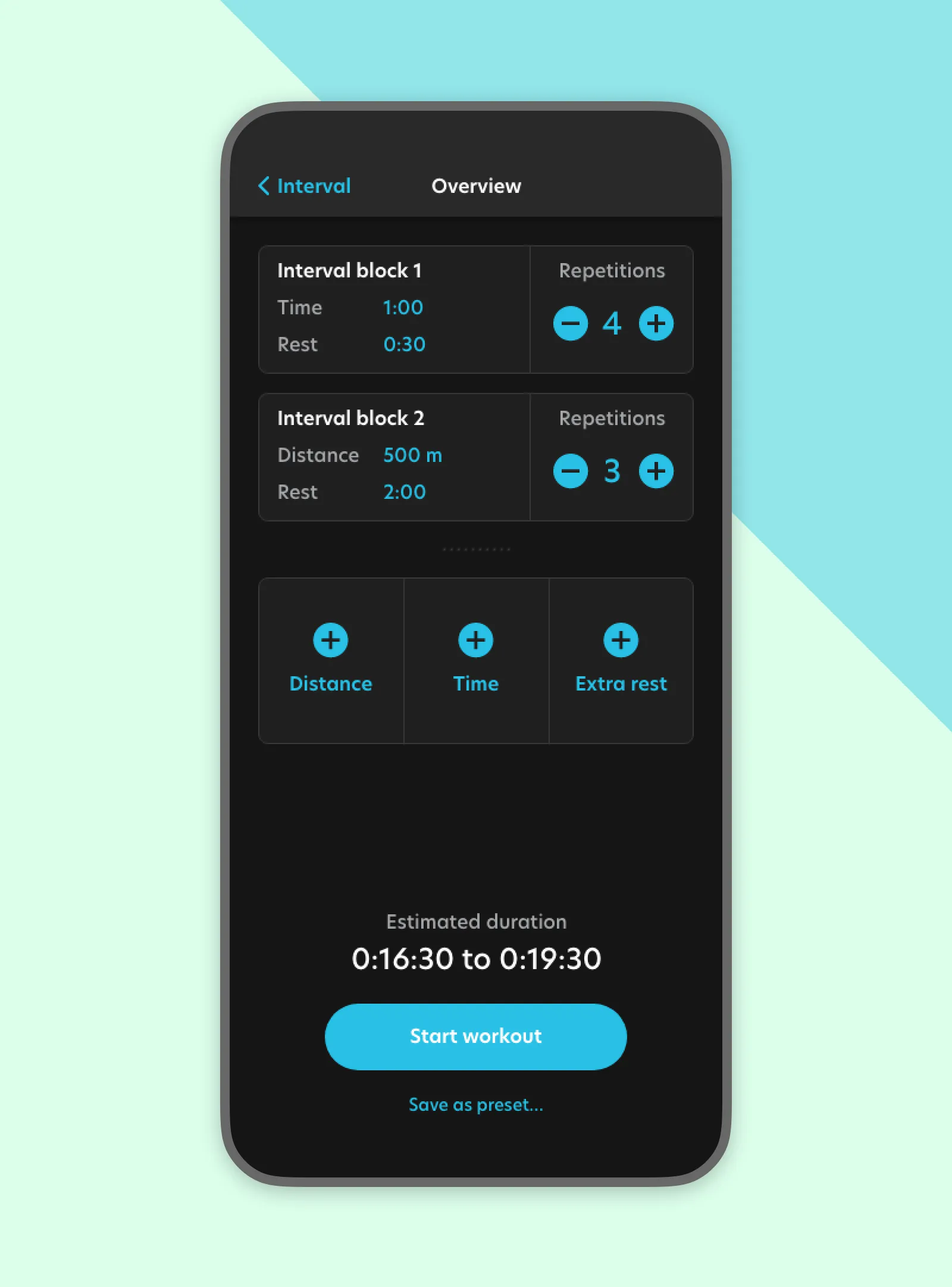 Interval workouts feature