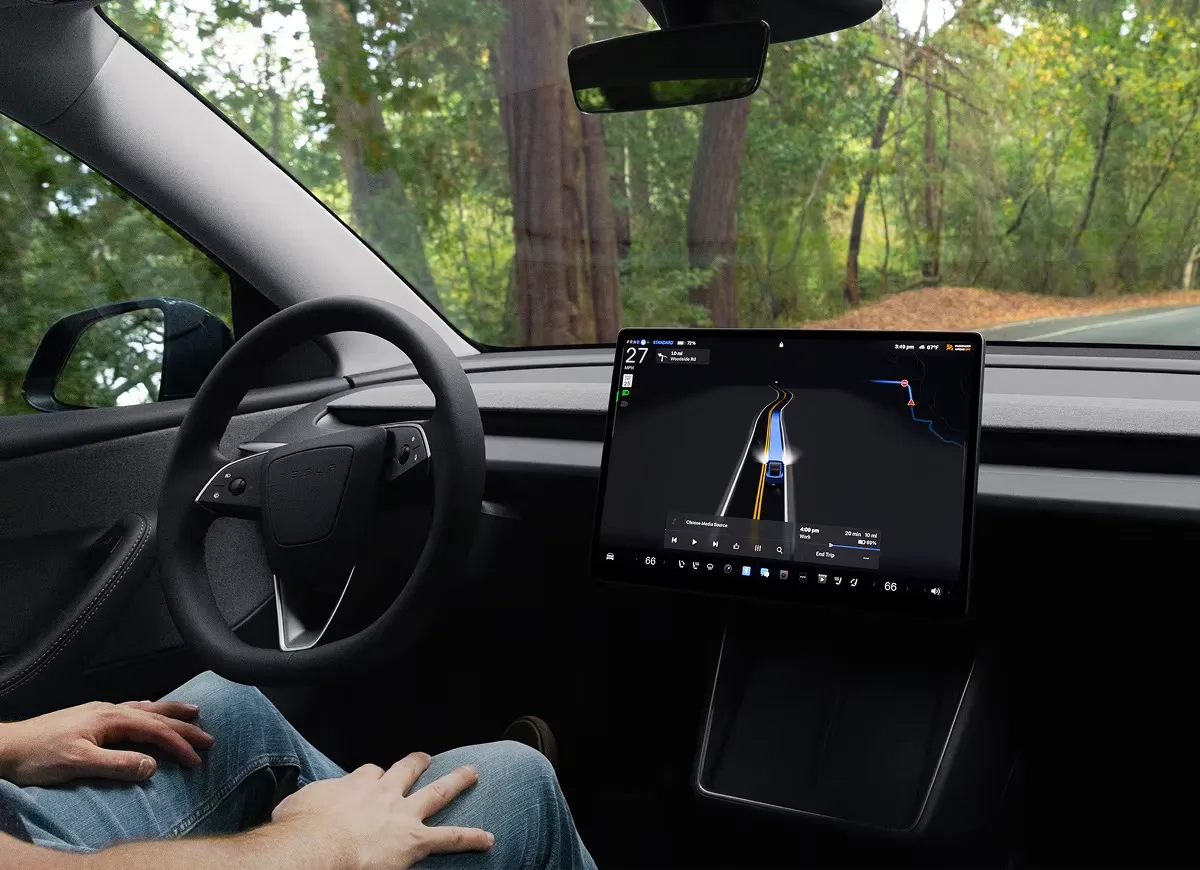 Tesla Model Y interior showing large central touchscreen